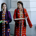 Local girls in traditional Ashgabad attire
